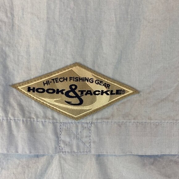 Hook & Tackle Fishing Gear Short Sleeve Vented Cotton Shirt Sz L Multi-pocket - Picture 10 of 13